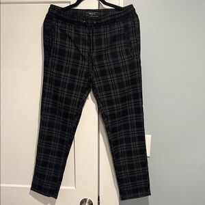 Forever 21 Black Plaid Pants with Green Windowpane